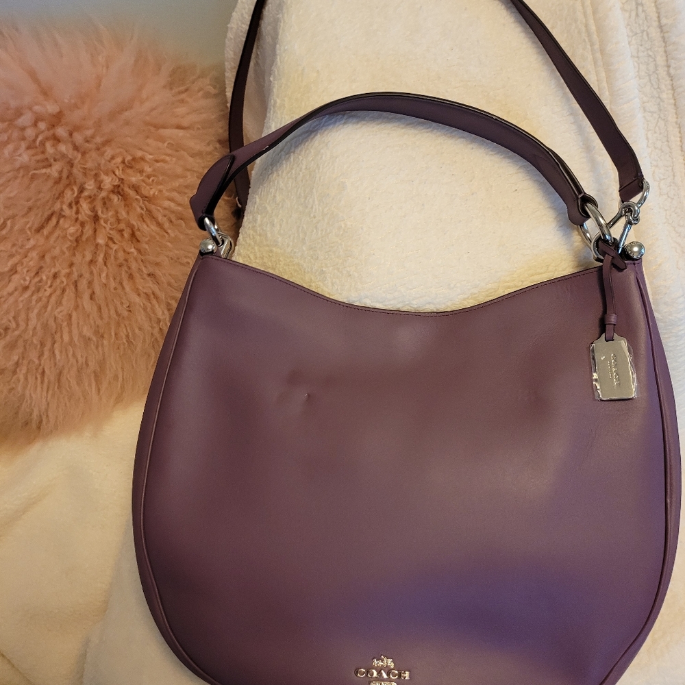 Coach Purple Leather Large Hobo
